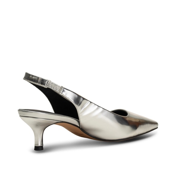 Ann Taylor Metallic Squaretoe Slingback Pump Heels 8.5M Silver Holliday Classic - Picture 4 of 11